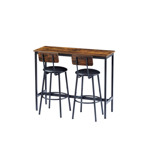 Rustic Bar Table Set with 2 Stools