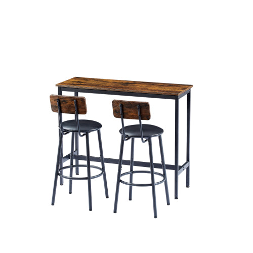 Rustic Bar Table Set with 2 Stools