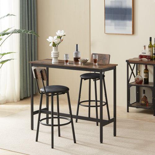 Rustic Bar Table Set with 2 Stools