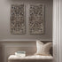 Distressed Carved Wood Decor 2-piece wall art set featuring intricate floral designs in bronze color.
