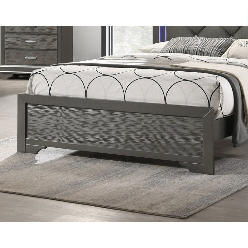 Queen Bed with Tufted LED Headboard