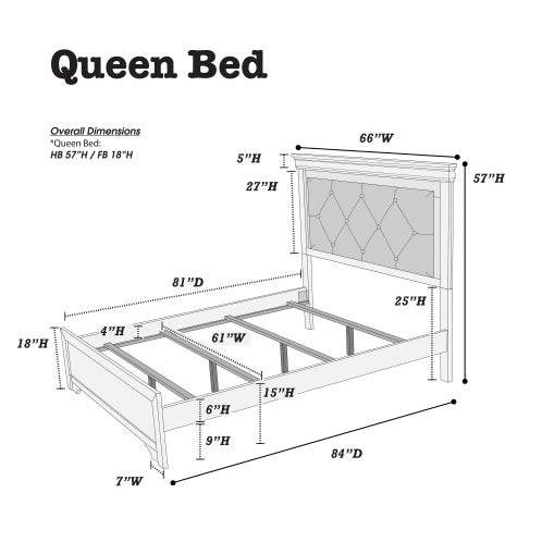 Queen Bed with Tufted LED Headboard