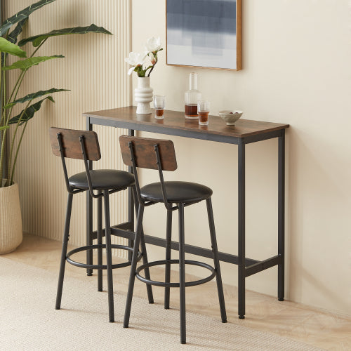 Rustic Bar Table Set with 2 Stools