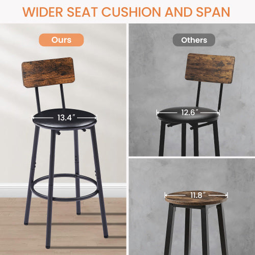 Rustic Bar Table Set with 2 Stools