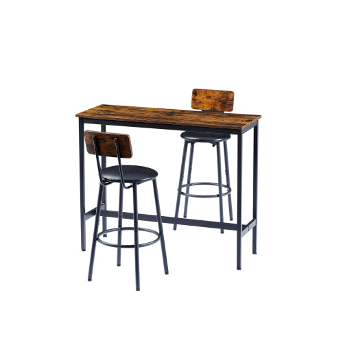 Rustic Bar Table Set with 2 Stools